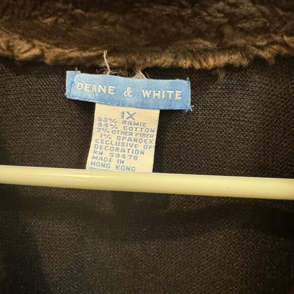 Vintage Deane & White Cardigan Sweater with Faux Fur Trim – Size 1X - Picture 3 of 7